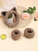 Cute Cat Ear Design Hair Band & Wristband & Hair Hoop Set, Face Washing Hair Band for Daily Use, Fashion Hair Accessories for...