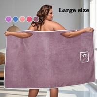 Wearable Bath Skirt, 1 Count Soft Shower Skirt with Pocket, Adjustable Bath Robe for Home and Travel, Bathroom Supplies, Wome...