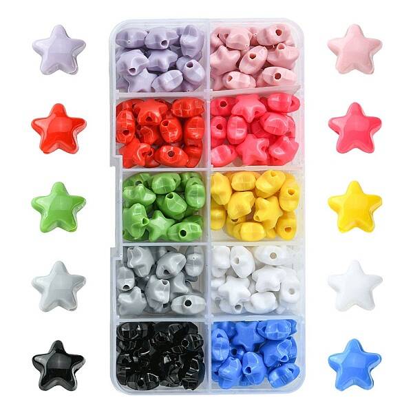 150Pcs 10 Colors Opaque Acrylic Beads