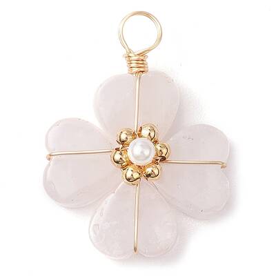 Natural Rose Quartz Clover Pendants