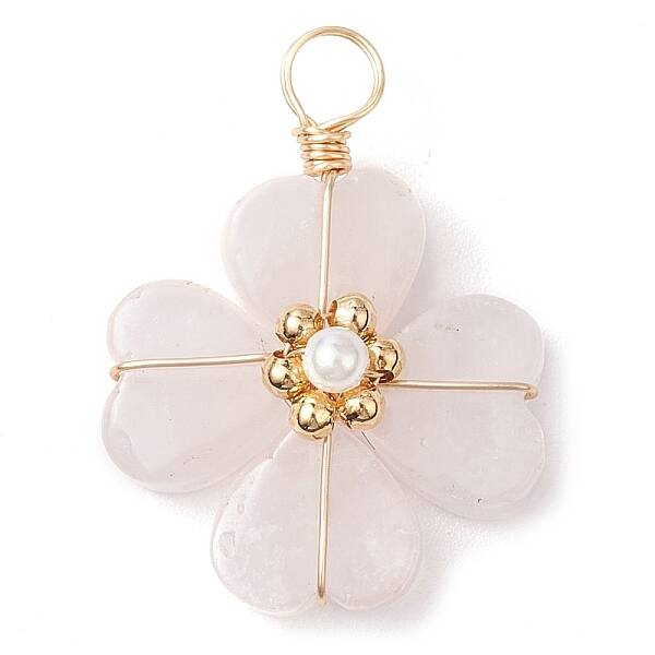 Natural Rose Quartz Clover Pendants