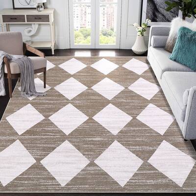 Garvee Area Rug 5x7 Washable Rugs Checkered Rug Modern Geometric Rug Bedroom Rug, Soft Neutral Accent Rugs for Living Room En...