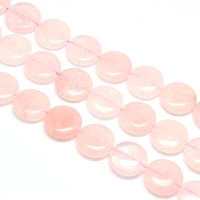 Natural Flat Round Rose Quartz Beads Strands