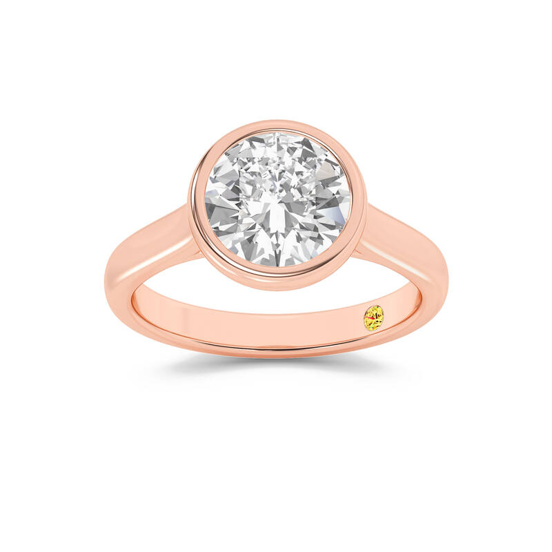 Secret Kiss Bezel Set Round Lab Grown Diamond Engagement Ring | 18K Rose Gold 3 1/2 CT. TW.
