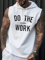 Men's Letter Print Hooded Tank Top, Regular Fit Casual Fashion Sleeveless Top for Summer, Men's Sleepwear & Loungewear for Da...