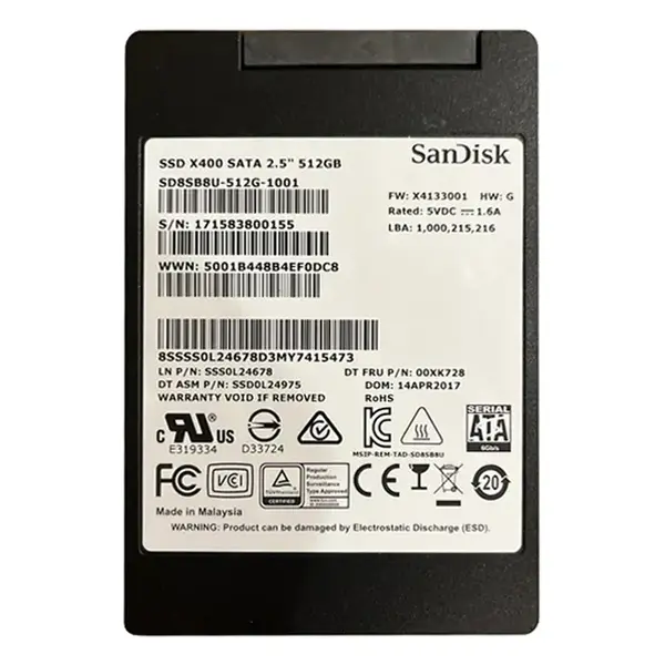 00XK728 Lenovo 512GB SATA 6Gb/s 2.5-Inch Solid State Drive