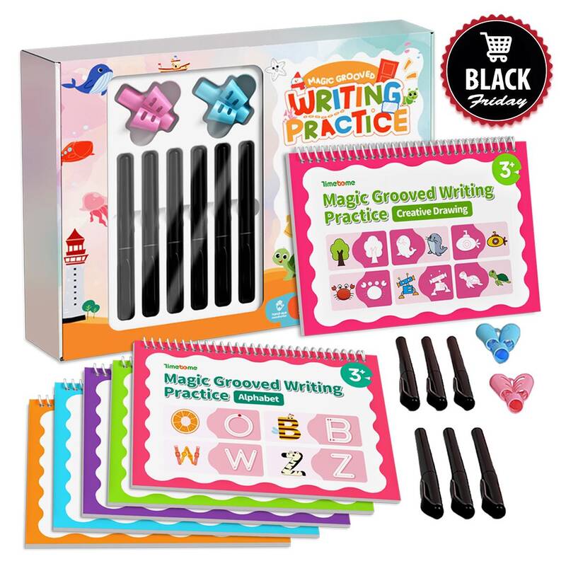 [SpringGlowUP]TIMETOME Reusable Grooved Handwriting Workbook for Kids, Learning Materials, 6 Books–Early Elementary, Cov
