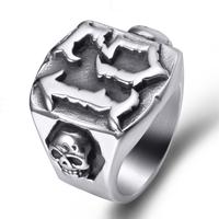 Lucky Number 13 Rings, Skull Ring for Men Gothic Punk Stainless Steel Ring Biker Skeleton Ring Cocktail Party Jewelry