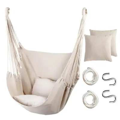 Hammock Chair Hanging Chair with 2 Cushions Max 300lbs Soft Cotton Swing Chair