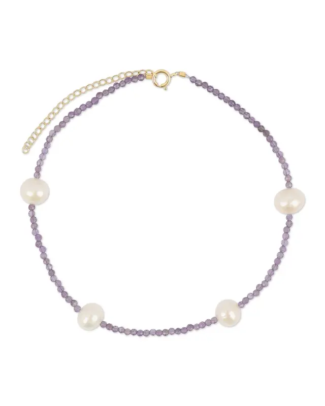 Grady Anklet - Multiple Colors | Metal Color: Gold | Gemstone: Amethyst