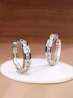 Summer 2024 Women's Elegant Rhinestone Decor Hoop Earrings, Fashionable Party Hoop Jewelry for Anniversary, Engagement, Brida...