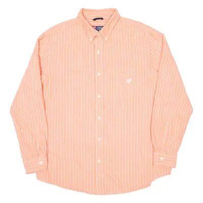 CHAPS Mens Shirt Orange Pinstripe Long Sleeve XL