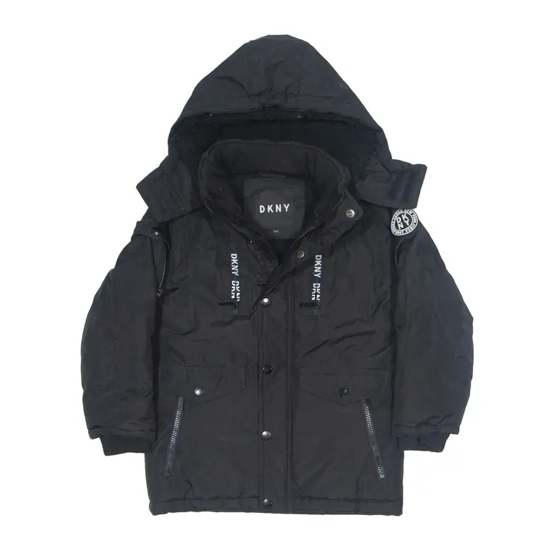 DKNY Fleece Lined Rain Jacket Black Boys 5-6 Years