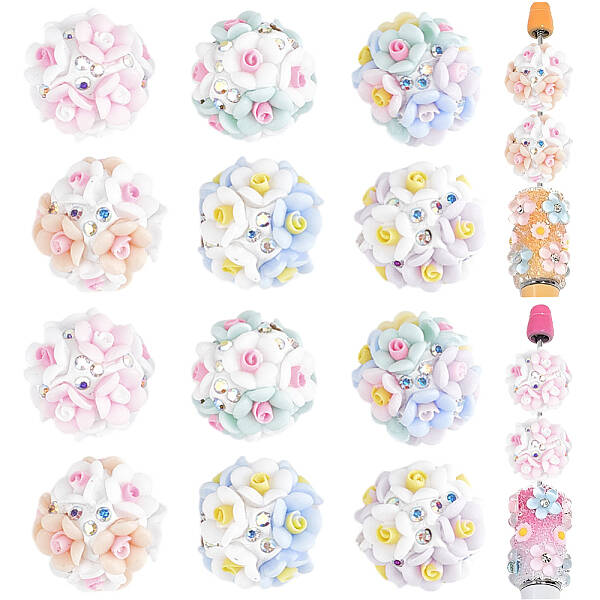 12Pcs 6 Colors Handmade Polymer Clay Beads