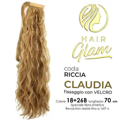 HAIR GLAM CLAUDIA CURLY PONY WITH VELCRO FIBER REVOLUTION 18+26B 70cm