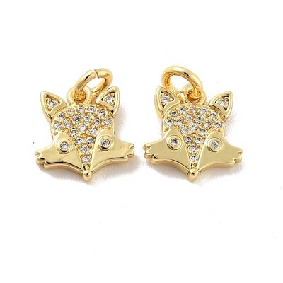 Fox Brass Micro Pave Clear Cubic Zirconia Charms