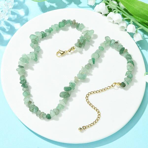 Natural Green Aventurine Chips Beaded Necklace