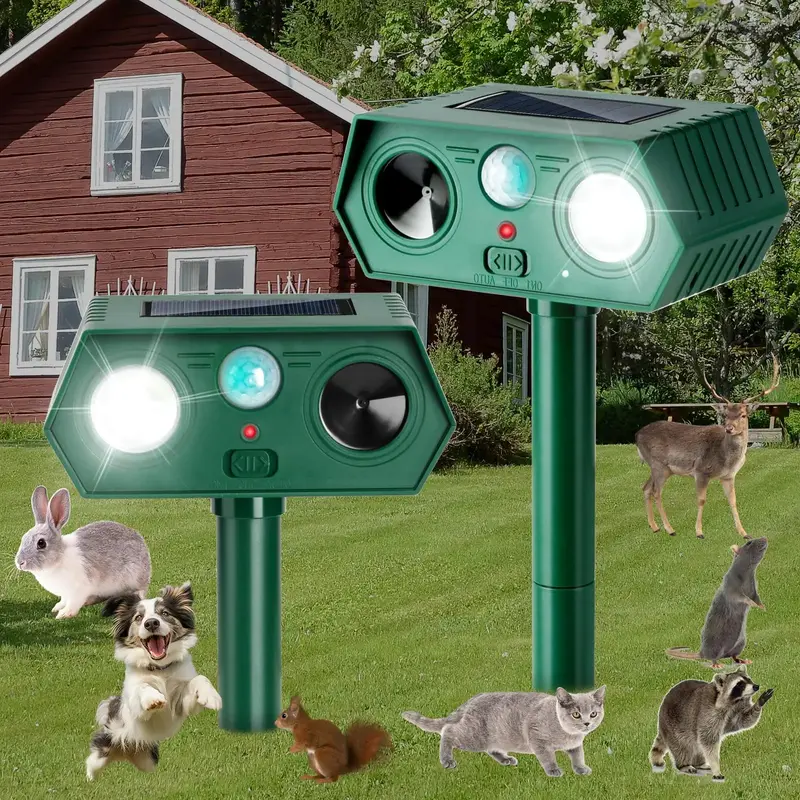Solar Powered Animal Repeller, Outdoor Animal Repeller, Mosquito Zapper Killer, Animal Repellent with Led Flashlight, Pet Sup...