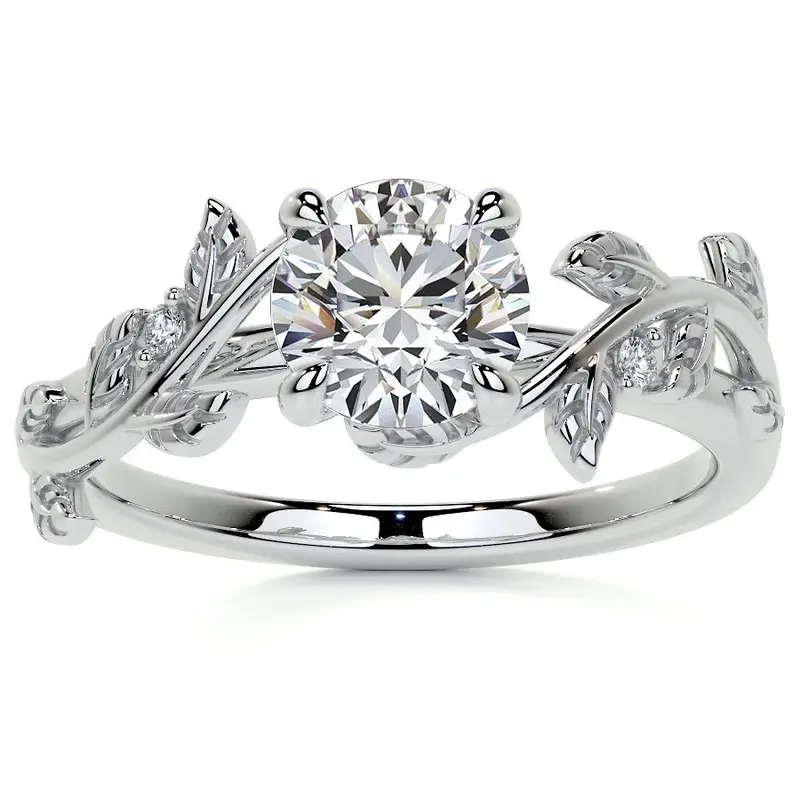 10K White Gold Round Cut Ivy Moissanite Engagement Ring