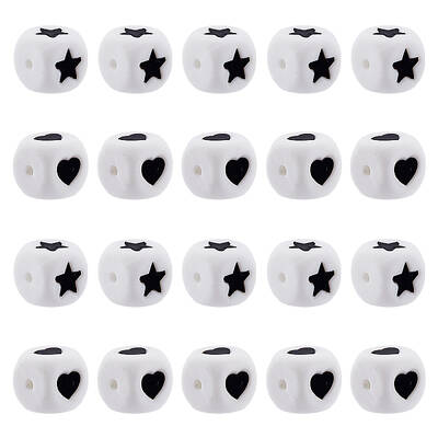 30Pcs 2 Style Cube Food Grade Eco-Friendly Silicone Beads