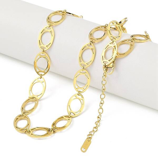 Ion Plating(IP) 304 Stainless Steel Oval Link Chain Necklaces for Women