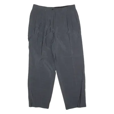 BOSS Pleated Mens Trousers Grey Slim Straight Viscose W34 L28