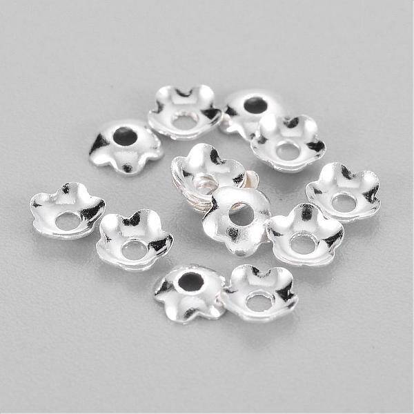Silver Color Plated Flower Brass Spacer Bead Caps