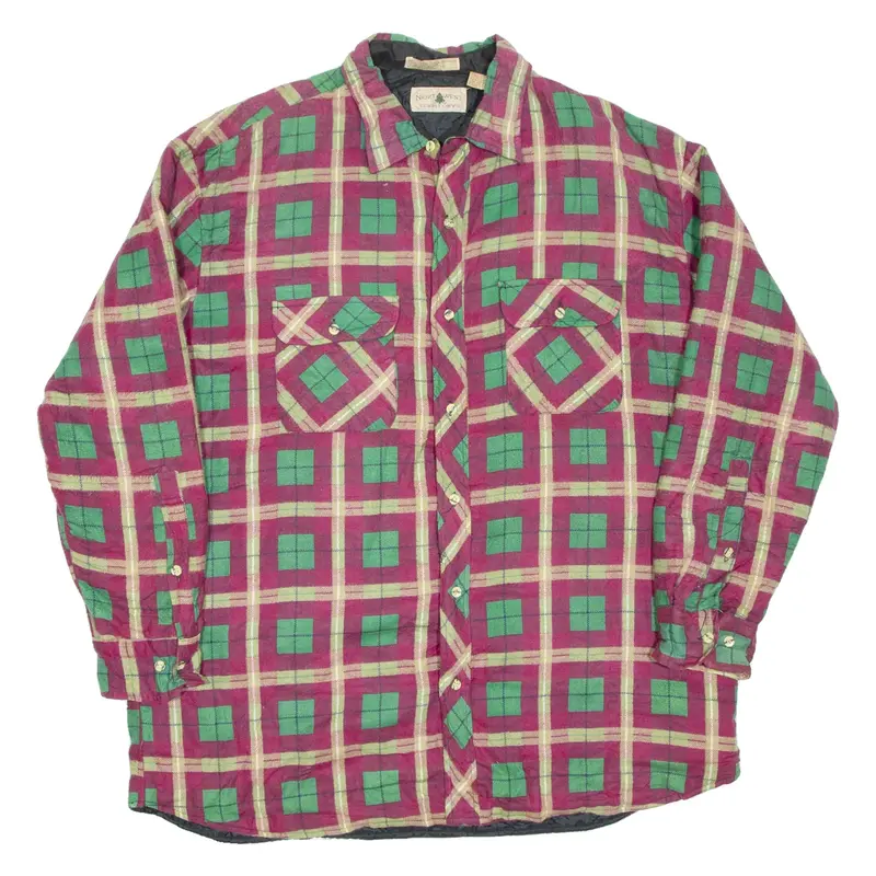 NORTHWEST TERRITORY Mens Lumberjack Shirt Maroon Check Long Sleeve 2XL