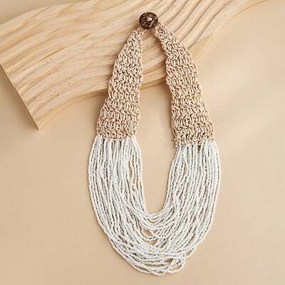 Bohemia Style Multi-strand Glass Seed Beaded Bib Necklaces for Women