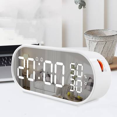 LED Alarm Clock Mirror Touch Temperature And Humidity Electronic Thermostat