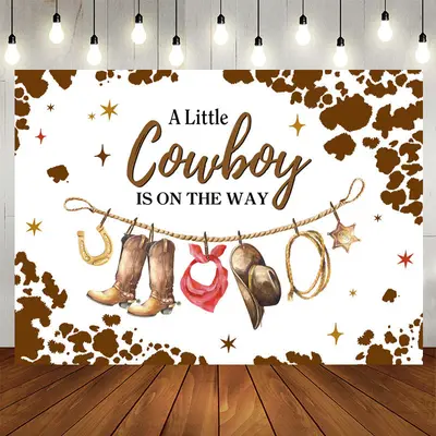 Aperturee A Cowboy Is On The Way Cute Baby Shower Backdrop