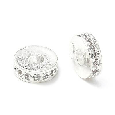 Brass Micro Pave Cubic Zirconia Spacer Beads