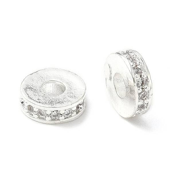 Brass Micro Pave Cubic Zirconia Spacer Beads