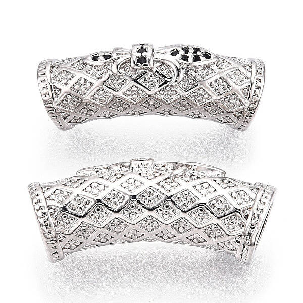 Brass Micro Pave Cubic Zirconia Tube Beads