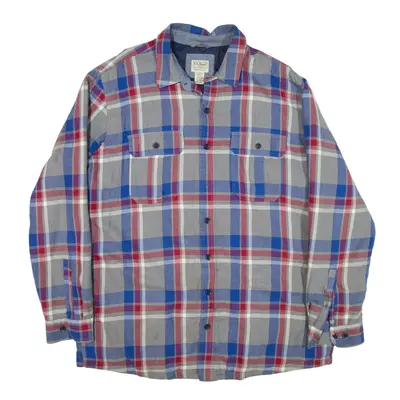 LL BEAN Quilted Lumberjack Shirt Grey Check Long Sleeve Mens XL