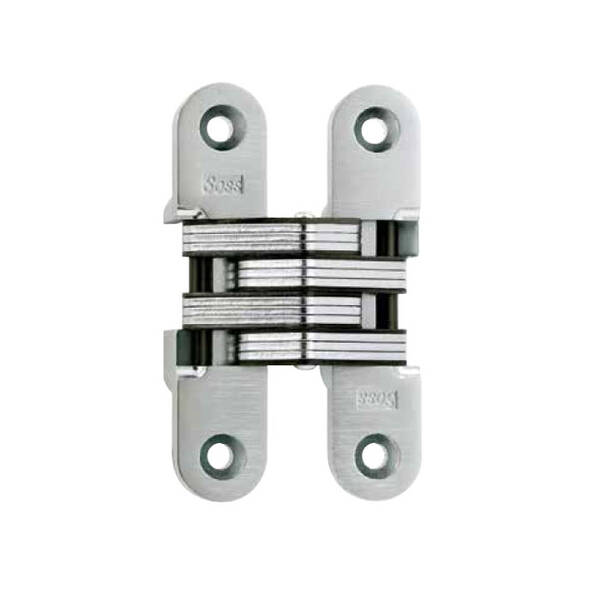 Soss Invisible Hinge For 1-3/8 To 1-3/4 Thick Wood Or Metal Door, Satin Chrome