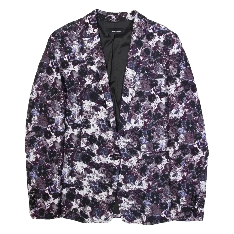 THE KOOPLES Womens Biker Jacket Purple Wool Floral L