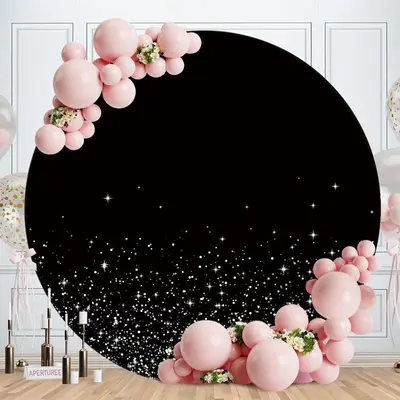 Aperturee Dark Green Game On Round Boys Birthday Backdrop | Round Party Backdrop | Happy Birthday Round Backdrop Cover | Circ...