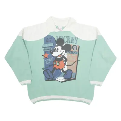 H&M Mickey Mouse Girls Sweatshirt Green Collared 90s 11-12Y