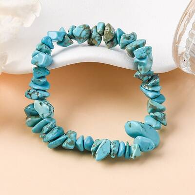 Unisex Chip Synthetic Turquoise(Dyed) Beaded Stretch Bracelets