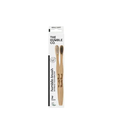 Humble Brush Adult - black/white, soft bristles 2-pack