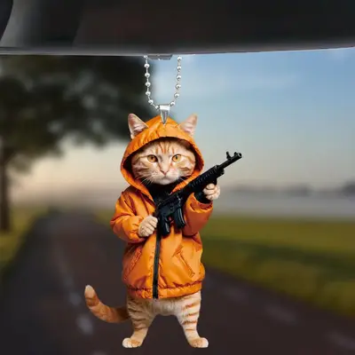 Cute Cartoon Cat Hanging Ornament, Car Interior Decoration, Car Rearview Mirror Pendant, Acrylic Decorative Accessories for B...