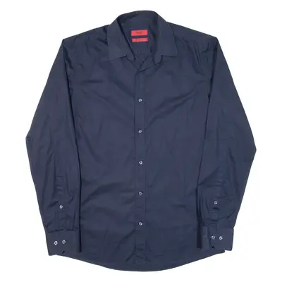 BOSS HUGO BOSS Extra Slim Fit Mens Plain Shirt Blue Long Sleeve M