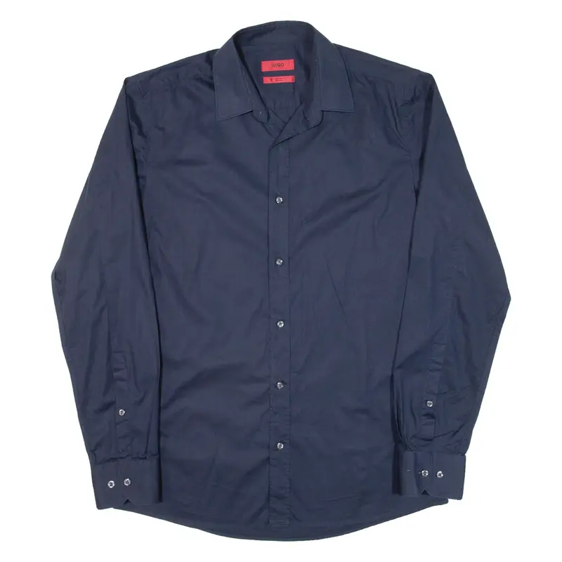 BOSS HUGO BOSS Extra Slim Fit Mens Plain Shirt Blue Long Sleeve M