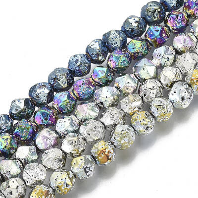 Electroplated Natural Lava Rock Beads Strands