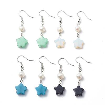 Natural & Synthetic Gemstone Star Dangle Earring for Women