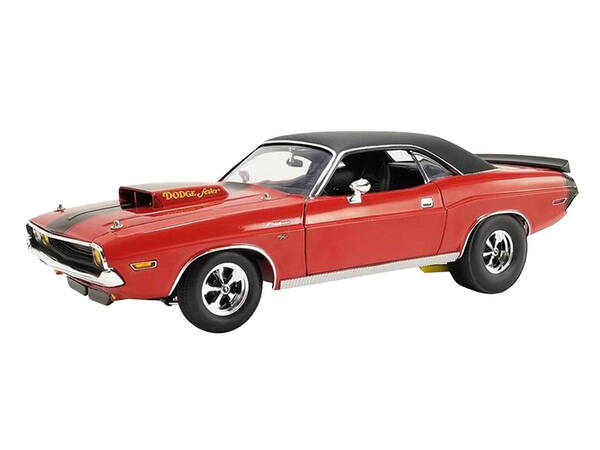 1970 Dodge Challenger R/T Dodge Fever Bright Red with Black Stripes and Black Vinyl Top Limited Edition to 588 pieces Worldwi...