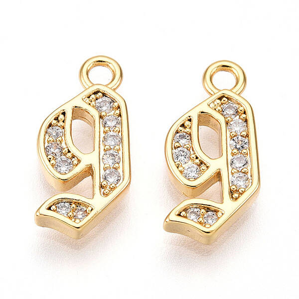 Brass Micro Pave Cubic Zirconia Charms