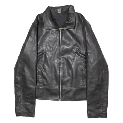 SUZIE Womens Jacket Black Faux Leather 90s UK 12