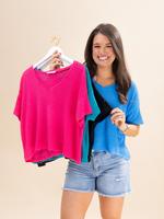 Zenana Drop Shoulder Short Sleeve Waffle Knit Top | S/M - L/XL